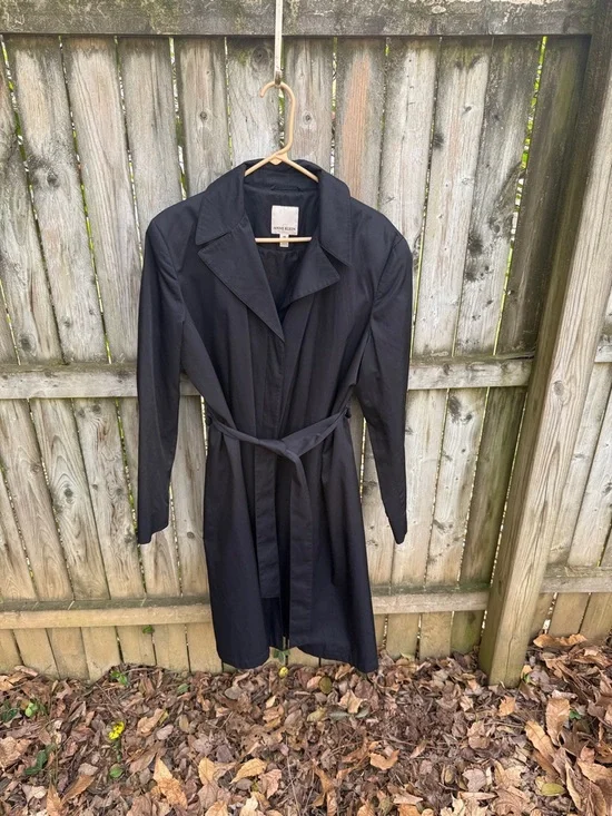 Anne Klein 2 Black Trench Coat cotton blend belted collar pockets academia 14 - Picture 11 of 11